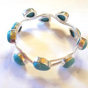 BEAUTIFUL LARIMAR STERLING SILVER BANGLE BRACELET